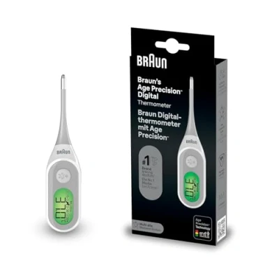 Imagen de Braun Age Precision Termómetro digital , Varilla para usar en múltiples sitios Vía oral, rectal o axilar Apto bebés y niños pequeños La marca #1 entre los médicos(1) PRT2000