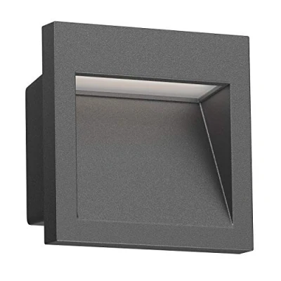 Imagen de ledscom.de aplique empotrable LED NOLA, downlight para exteriores, IP54, antracita mate, 90 x 90mm, blanco cálido, balcón, entrada de coches, carport, luz escalera, lámpara