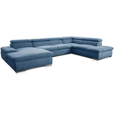 Imagen de CAVADORE 5900984024762 Alkatraz Sofá de Esquina, Tejido (90% poliéster, 10% PA), Azul Claro, ohne Bett