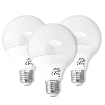 Imagen de Jandei 3 x Bombilla LED Globo 270º, G95 Rosca E27, 15W (equivalente a 100W) Luz Blanca 3000K/6000K, 1400 Lúmenes (4200K)