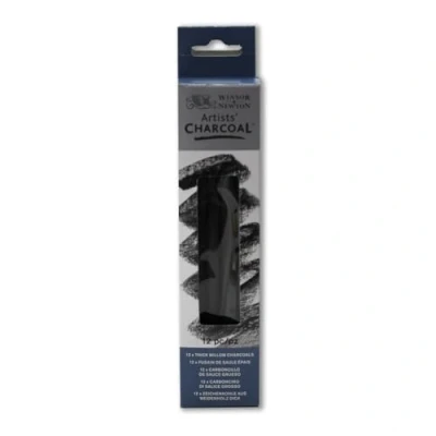 Imagen de Winsor &amp; Newton Natural Charcoal Zeichenkohle aus Weidenholz Varillas Gruesas de carbón, Sauce, Gris, 12 Unidad (Paquete 1)