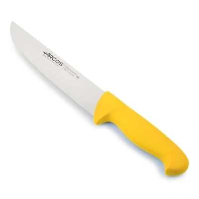 Imagen de Arcos Cuchillo carnicero Acero Inoxidable Nitrum y Hoja 210 mm. cocina profesional cortar carne, pescado verduras. Mango ergonómico polioximetileno. Serie 2900. Color amarillo.