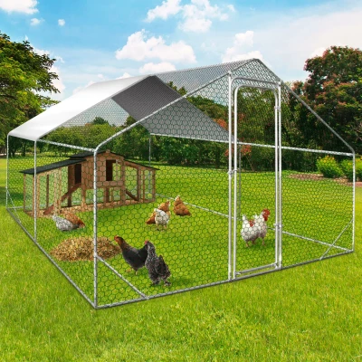 Imagen de IDMarket Enclos gallinero 12 m² Parque de rejilla acero galvanizado
