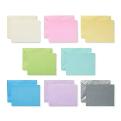 Imagen de UK Greetings Paquete múltiple de 100 tarjetas en blanco un solo panel para él/ella/amigo, diseños pastel, perfectas manualidades, notas agradecimiento y al profesor