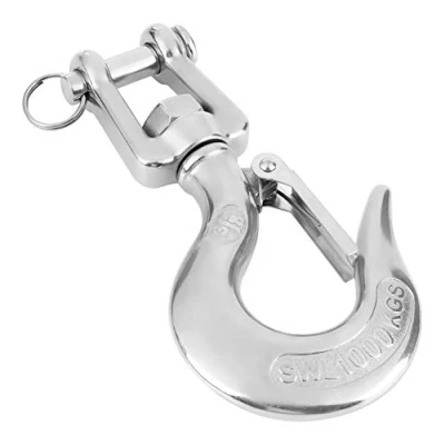 Imagen de Gancho de seguridad giratorio acero inoxidable 304 levantamiento ojo con accesorio aparejo 650kg / 1000kg(1000kg)