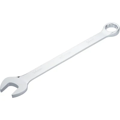 Imagen de ViGOR Llave combinada V7740 34, SW 34 mm, versión larga, desviación de 15 grados, perfil hexagonal exterior y doble, cromada pulida