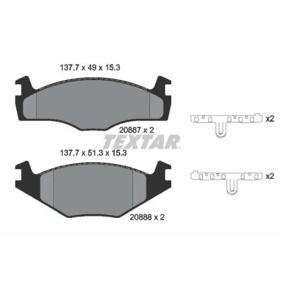 Imagen de TEXTAR 2088707 Juego de pastillas freno no preparado para indicador desgaste con accesorios SEAT: Ibiza 2, Córdoba I Berlina, VOLKSWAGEN: GOLF 2