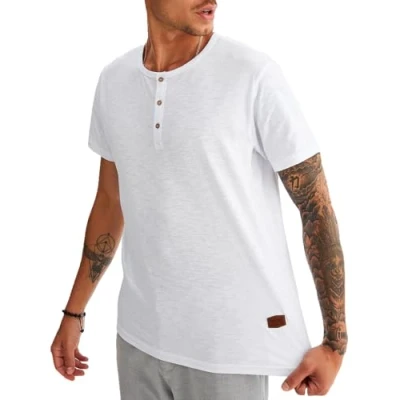 Imagen de Leif Nelson Camiseta para Hombre con Cuello Redondo LN 8280 Blanco Large