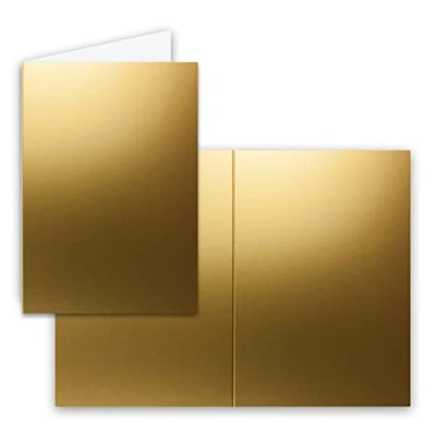 Imagen de FarbenFroh de GUSTAV NEUSER 25x tarjetas plegables DIN A6 en oro metalizado blanco dobles 250 g/m²