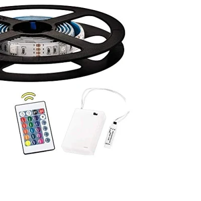 Imagen de 1m batería RGB LED Luces de tira Iluminación cuerda flexible con caja y 24 teclas Control remoto RF