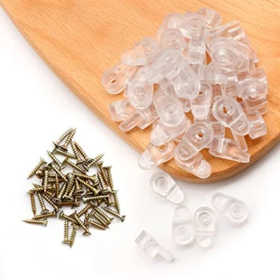 Imagen de DEANKEJI 50 Piezas Clip de vidrio y Tornillos, Plata Color Clips para Gabinetes Vidrio, Soporte Abrazadera se Utiliza Fijar 1 4 mm Espesor