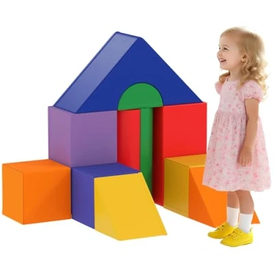 Imagen de HOMCOM Juego de 11 Bloques Espuma para Niños Psicomotricidad Figuras Construcción Juguete Aprendizaje 1 3 Años 50x50x25 cm Multicolor