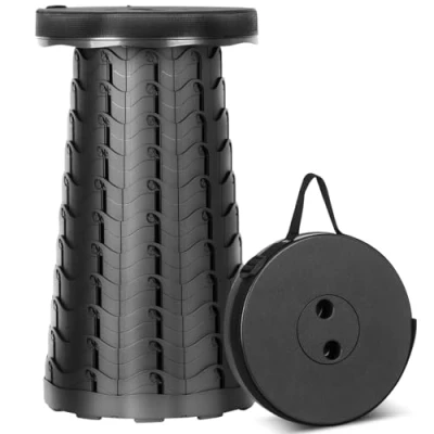 Imagen de HIGSPE Taburete Plegable Portátil, Banqueta Camping Altura Ajustable 6,5 45 cm, Silla Ligera para Exteriores, Senderismo, Pesca, Barbacoa, Viajes, Carga 180kg /397lb