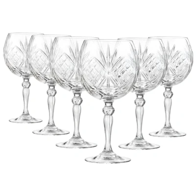 Imagen de 6x 650ml Melodia Vasos de Ginebra Grande Tallo Largo en Forma Cuenco G&amp;T Cóctel Bebiendo Copa Tónico Vidrio Set Regalo Por RCR Crystal