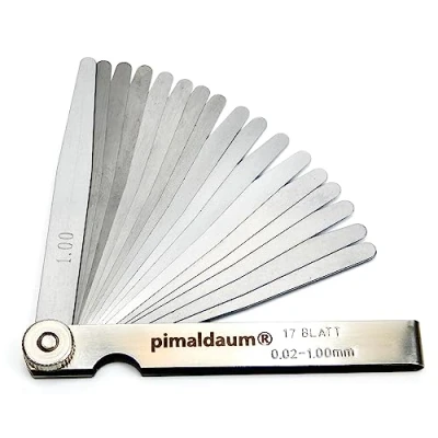 Imagen de PIMALDAUM® MM Spezial DIN 2275 Calibre de espesores 17 hojas, 0,02 1,00 mm, para medir y probar forma fácil precisa anchos huecos, distancias/huecos
