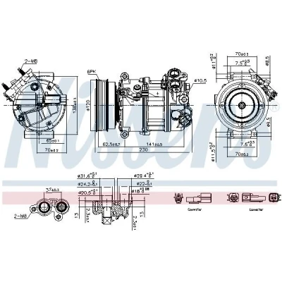 Imagen de NISSENS 891004 Compresor de Aire Acondicionado PXC16 12 PAG 46 YF R 134 a VOLVO: XC60 I, S60 II, XC90 II