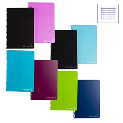 Imagen de Cuaderno espiral liderpapel a4 wonder tapa plastico 80h 90gr cuadro 4mm con margen colores surtidos