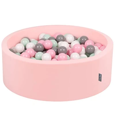Imagen de KiddyMoon 90X30cm/300 Bolas ∅ 7Cm Piscina De para Ninos Hecha En La UE, Rosa:Blanco/Gris/Menta/Rosa Clr