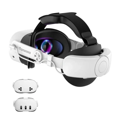 Imagen de TRANSNOVO Batería Correa para la Cabeza Compatible con Meta Quest 3S/Quest 3 Accesorios, Elite de 10000mAh, Reduce el Estrés Facial y Prolonga Tiempo Juego
