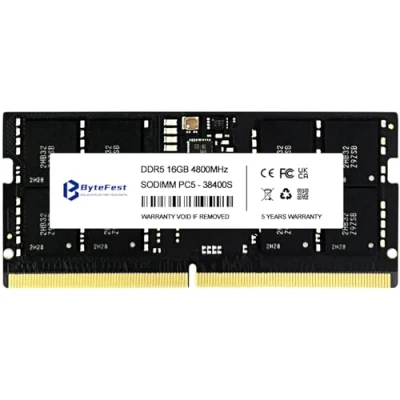 Imagen de Bytefest DDR5 RAM 16GB 4800MHz CL40 1.1V SODIMM PC5 38400 Compatible portátil/Cuaderno/NUC/All in One Módulo de Memoria