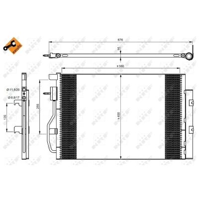 Imagen de NRF EASY FIT 350044 Condensador con juntas secador 11,8 8,8 Aluminio 560 CHEVROLET: Aveo Hatchback, Trax, VAUXHALL: Mokka / X