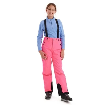 Imagen de Killtec 43402 000 Pantalones de esquí para niña con Peto Desmontable y protección en los Bordes, 242, Color Rosa neón, 176