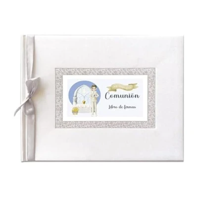 Imagen de ARGUVAL Libro de firmas comunión niño Altar, 27,5 x 23 cm, 64 páginas, Invitados, firmas, Recuerdo comunión, en Blanco para Fotos, Álbum Recuerdo,