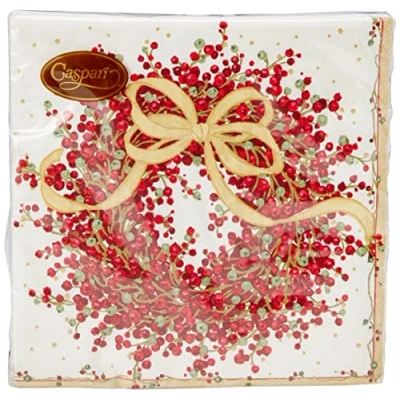 Imagen de Entretenimiento con servilletas Caspari Pepper Berry, color rojo, papel, multicolor, Pack de 20