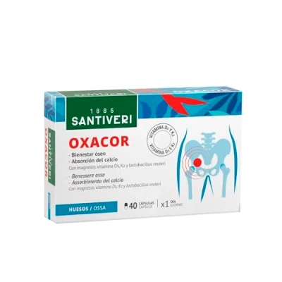 Imagen de SANTIVERI Oxacor K2, Complemento Alimenticio a Base de Magnesio, Probióticos Lactobacillus Reuteri, Vitaminas D y Ayuda en el Mantenimiento los Huesos Condiciones Normales 40 Cápsulas