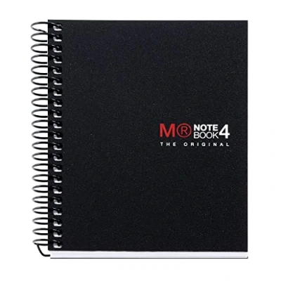 Imagen de Miquelrius Cuaderno Espiral Microperforado, Cubierta Polipropileno Opaco, Tamaño A7 74 x 105 mm, Sin Taladros, 100 Hojas de 70 g/m² y 4 Franjas Color, Cuadrícula 5 color Negro