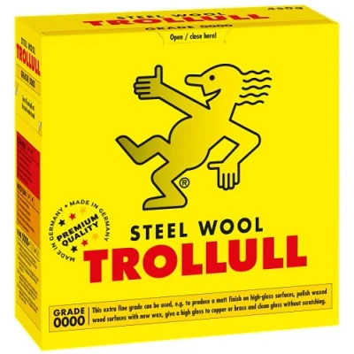Imagen de Trollull Lana de acero alambre 450 g extrafina 0000 pule madera encerada, cobre, latón y superficies mate, limpia vidrio