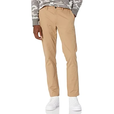 Imagen de Amazon Essentials Pantalones Chinos de Pitillo, Elásticos, Informales Hombre, Marrón Caqui Oscuro, 28W / 28L