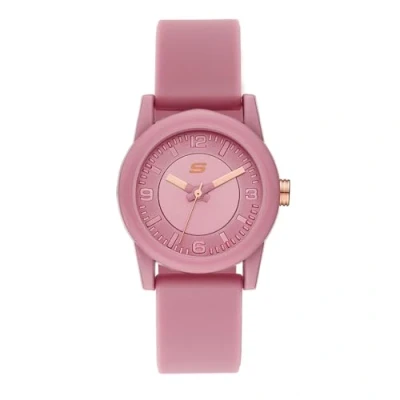 Imagen de Skechers Reloj para mujer Rosencrans, movimiento de tres manecillas, caja policarbonato rosa 30 mm con correa silicona, SR6201