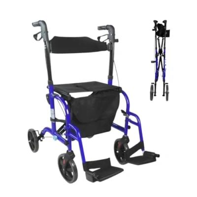 Imagen de Mobiclinic, Modelo Picasso, Andador para mayores, minusválidos, adultos o ancianos, rollator, caminador, andador, aluminio, ligero, plegable, con asiento y 4 ruedas, azul