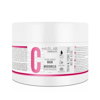 Imagen de SALERM Mascarilla Pelo Teñido Color Longer Hair Lab 250 ml con Vitaminas A y E Sella Mantiene el Melena más Brillante Sin Sulfatos ni Parabenos
