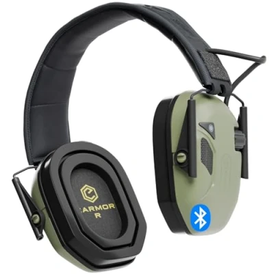 Imagen de Earmor M300T Protección auditiva electrónica con Bluetooth Disparo orejeras amortiguador de ruido para tiro caza valor aislamiento, SNR 29dB control dinámico ruido, verde