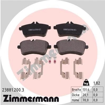 Imagen de ZIMMERMANN 23881.200.3 Juego de pastillas freno preparado para indicador desgaste con tornillos Foto correspondiente a la entrega, muelle