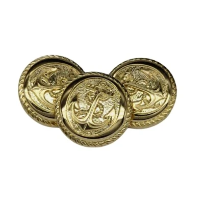 Imagen de BOTIBOTON 25 Botones Dorados y Plateados con Ancla Marinos 2 Tallas 15 23 mm Accesorio de Costura para americanas abrigos Fabricado Enviado desde España (Dorado, mm)