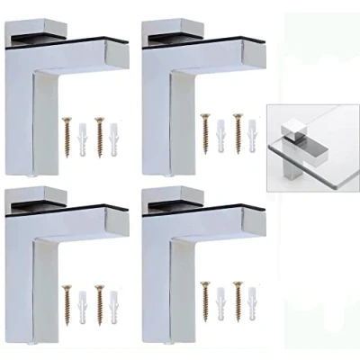 Imagen de Litensh 4pcs Escuadras para Estanterias abrazadera de madera ajustable soporte estante vidrio, aleación zinc sólido pared 5 30mm espesor