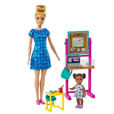 Imagen de Barbie Tú Puedes ser Profesora de guardería Muñeca Profesiones con Set Juego Escolar, niña pequeña y Accesorios, Regalo +3 años (Mattel HCN19)