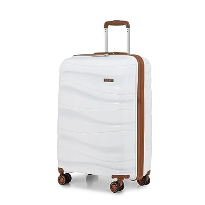 Imagen de Kono Maleta de Cabina, Equipaje Mano Pequeña, Viaje Ligera Portátil con Cerradura TSA, Resistente 56x39,5x20,5cm,39L(Blanco Crema)