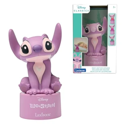 Imagen de LEXIBOOK, Disney Stitch, Luz nocturna Angel con altavoz, Cambio de color, suave, Funciona pilas, Rosa, NS01D1