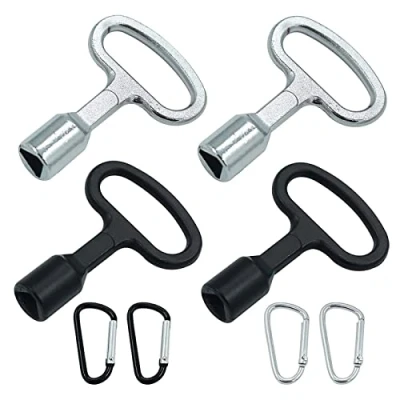Imagen de Srup 4 Piezas Llave Triangular Elevador, de Metal, 9mm Ascensor, Con Gancho Resorte Acero Inoxidable(Plateado y Negro)