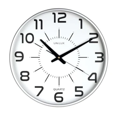 Imagen de Unilux Reloj de Pared silencioso con Esfera Grande Maxi Pop, 38 cm, Color Gris Metalizado