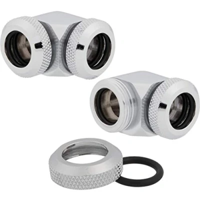 Imagen de Corsair Hydro X Series, XF Hardline Conectores 12 mm de 90 DE, Pack Dos Unidades, Cromo