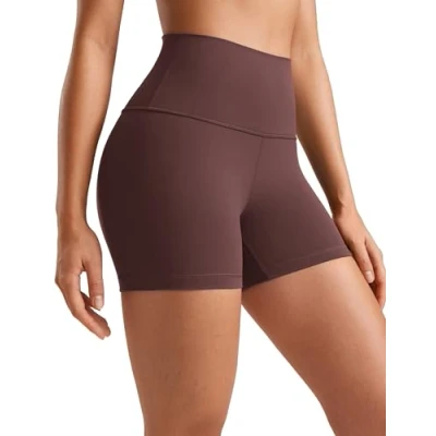 Imagen de CRZ Yoga Womens Butterluxe Motorista Shorts 10cm Cintura Alta Ejercicio Correr Pantalones Cortos De Gris Pardo 38