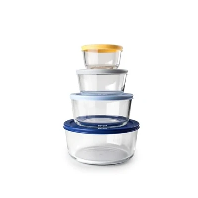 Imagen de IBILI Set de 4 Tapers Redondos Eco Borosilicato con Tapa Plástico