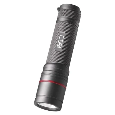 Imagen de EMOS X Linterna táctica superbrillante, Recargable, 1200 LM, CREE LED, con Alcance de 280 m, Impermeable, 3 Modos luz, Enfoque, Cinta y Bolsa, Negro