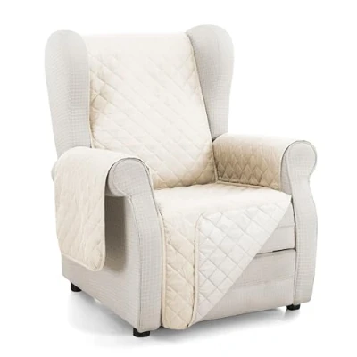 Imagen de Martina Home Cubre sofa acolchado reversible Ambar 1 Plaza/Relax Beige Lino