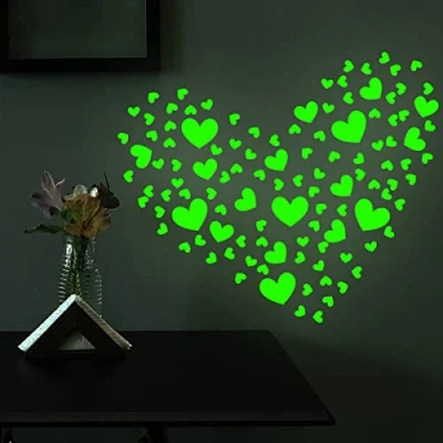 Imagen de INF 2 Hojas de Vinilos Corazones que Brillan en la Oscuridad, Luminosos Pared, Autoadhesivos Juego Pared para Habitación Infantil Oscuridad